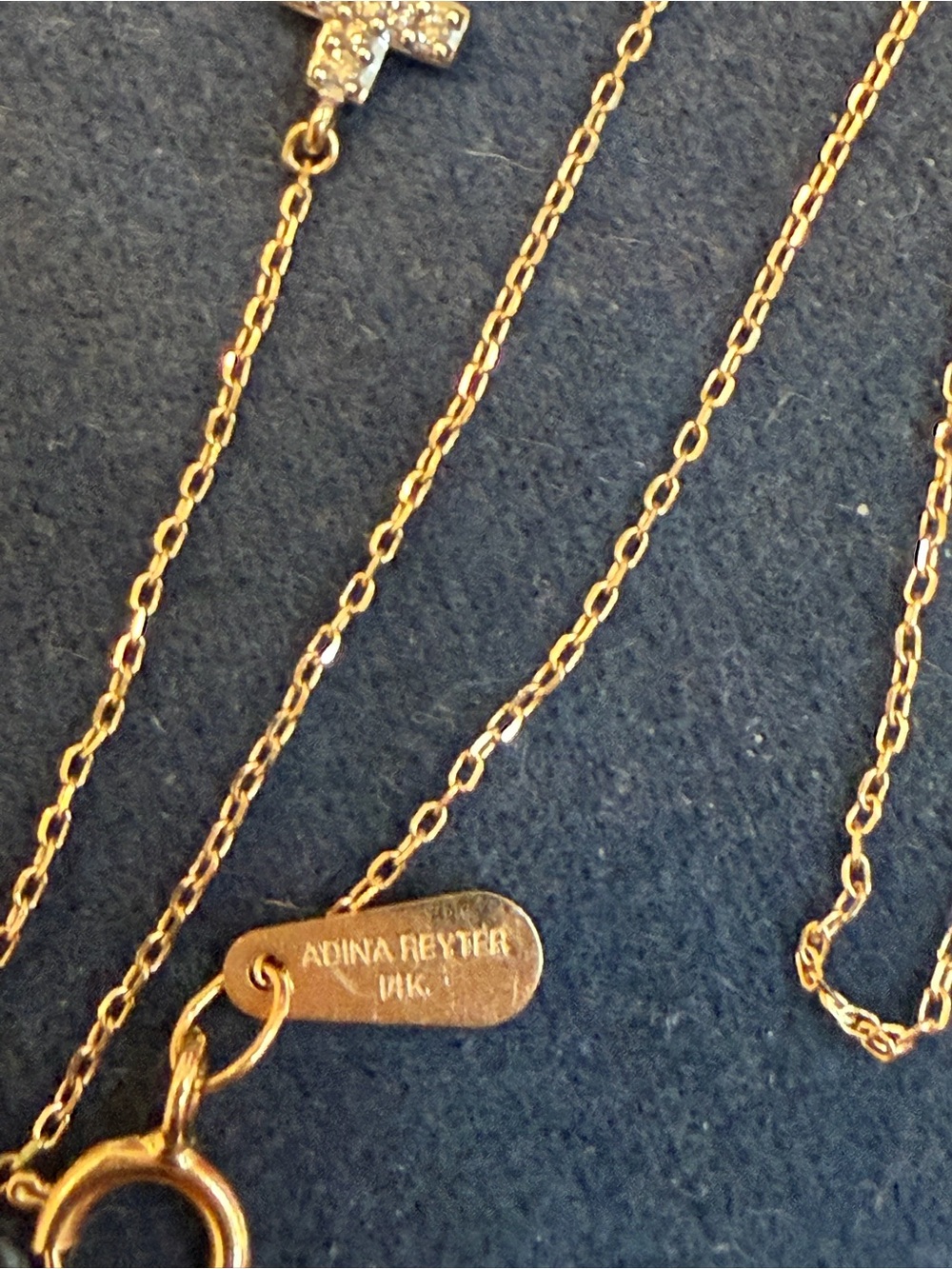Adina Reyter Delicate Side Cross set with Pave Diamonds on 14K Necklace - Picture 3 of 5